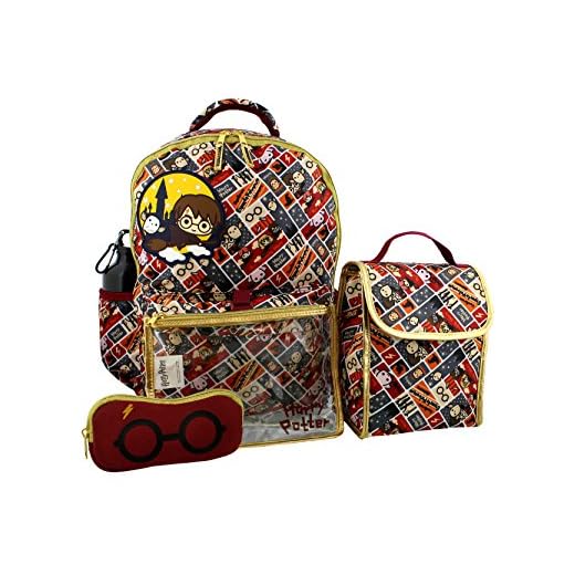 Harry Potter Girls Boys Teen 5 piece Backpack and Snack Bag School Set