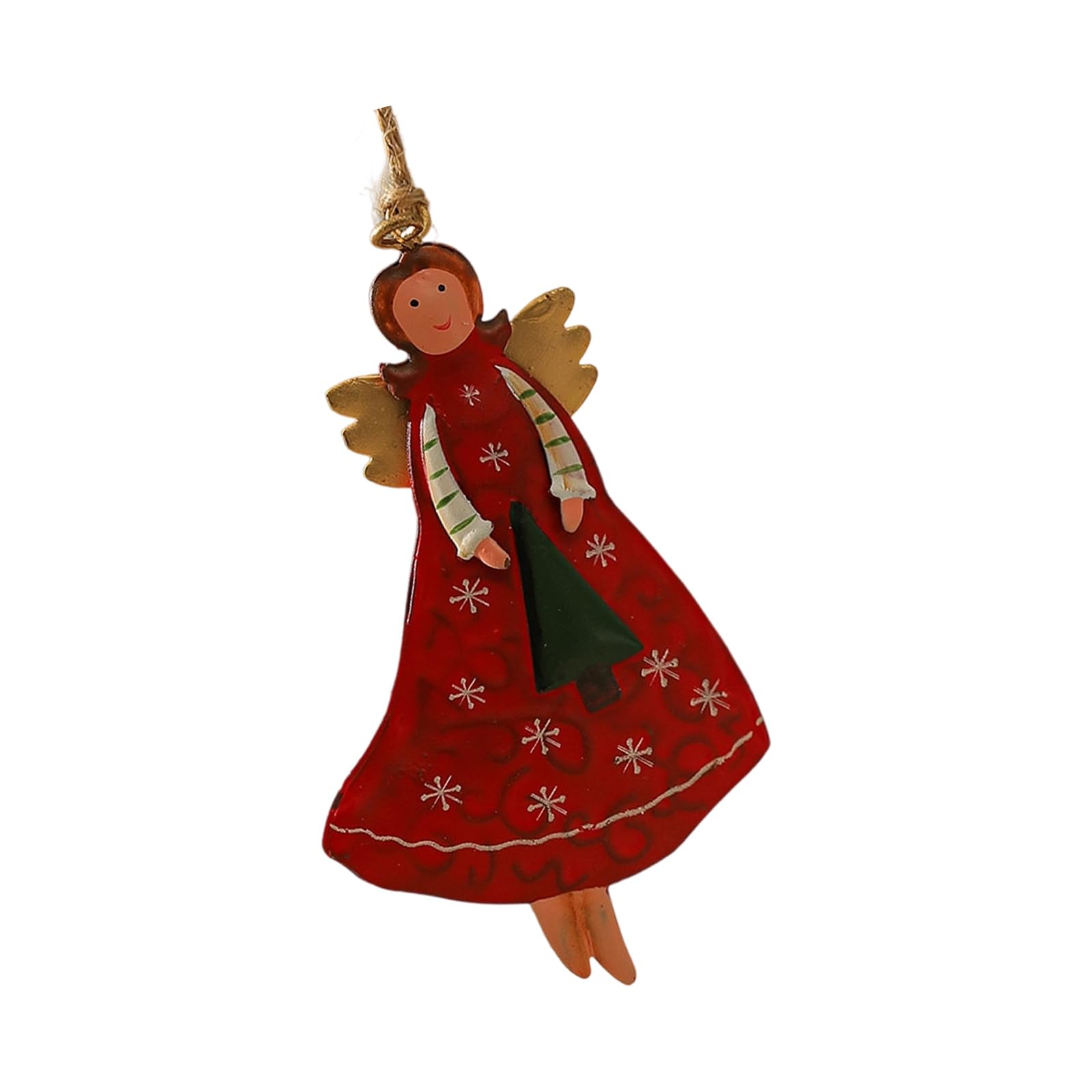 Xinsheinelry Permanent Rural Patron Girl Christmas Tree Decoration Celebratory Home Accent for Family Gathering Happiness Old Iron Christmas Decoration