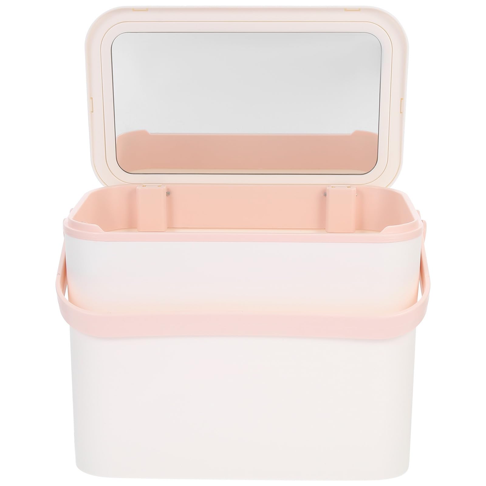 Caja de Maquillaje de Abs Blanco con Espejo, Organizador de Cosméticos Almacenamiento para Cosméticos y Organización de Mesa para Hogar y Oficina, para Archivos y Papelería