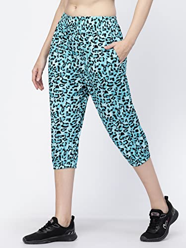 Image of UZARUS Women's Animal Print Tie-Dye Strechable Capri 3 /4th Shorts