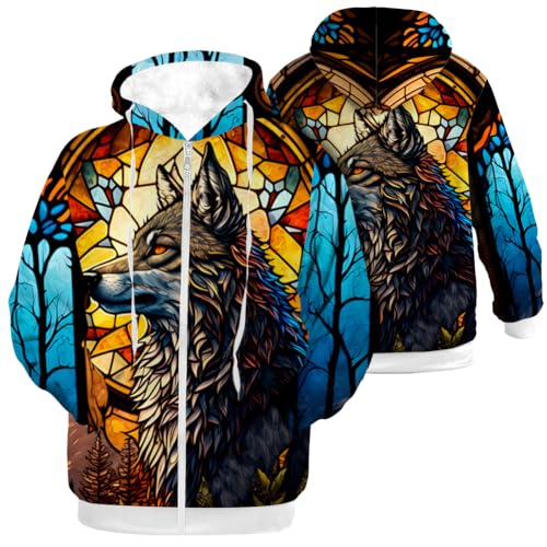 Wolf Jacket for Men Women Winter Coat Sweatshirts Zip Up Hoodies Gifts for Women Men - Main Image