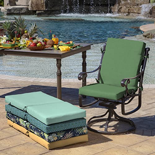 Image of Arden 2-Pack Patio Dining Outdoor Chair Cushions, 20x44, Rain-Proof Seat Pad, Fade-Resistant Outdoor Bright Moss Green Leala