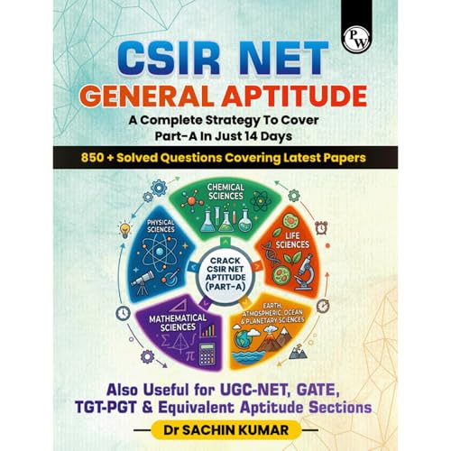 Image of PW CSIR NET Paper 1 General Aptitude Book By Sachin Sir For June 2026 Exams | 850+ Solved Questions | Useful for UGC-NET, GATE, TGT-PGT & Equivalent Aptitude Sections
