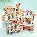HIYZI 40 Pcs Wooden Community Helpers Little People Figures Occupations Wooden Blocks Professionals Kids Pretend Play Toys Multicultural Career Figurines Educational Activity Social Learning Supplies