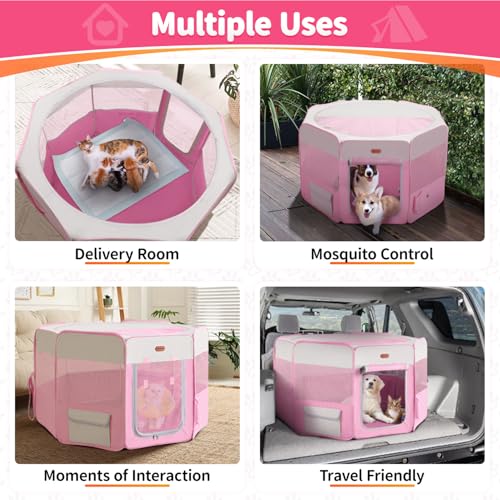 Image of Seiyierr Dog Playpen, Portable Pet Play Pen Foldable Carrying Case, Puppy Pens Outsid for Small Cat Indoor /Outdoor, Removable Mesh Shade Cover