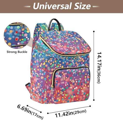 Bolaz Women Fashion Travel Backpack Laptop Rucksack，Casual Daypack Shoulder Bag-Dots Rainbow Colorful Pattern3