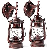 Rustic Wall Sconce Lantern Light, Set of 2 Vintage Wall Lamp, Industrial Wall Sconce, Farmhouse Wall Light Fixtures, Indoor Old Fashioned Lantern for Hallway Farmhouse Loft (Red Bronze, 2pcs)
