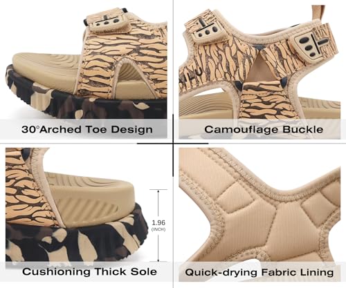 Image of KuaiLu Men's Orthotic Sandals Comfortable Arch Support Foam Cushion Hiking Walking Sandles Fashion Camouflage Adjustable Sport Recovery Athletic Shoes For Man Urban Outdoor
