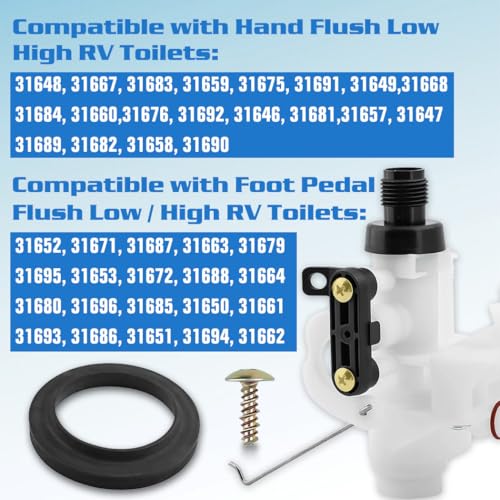 Image of 31705 31688 RV Toilet Valve Kit Fits for Thetford Aqua-Magic V High and Low Models Freeze Resistance & Leakage-Resistant, Replace 31687 31835 31658 31652 31667 31675 31676 RV Toilet Water Valve Parts