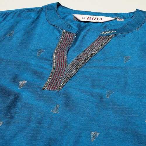 Image of BIBA Women Polyester Regular Fit Yard-Dyed Straight Kurta