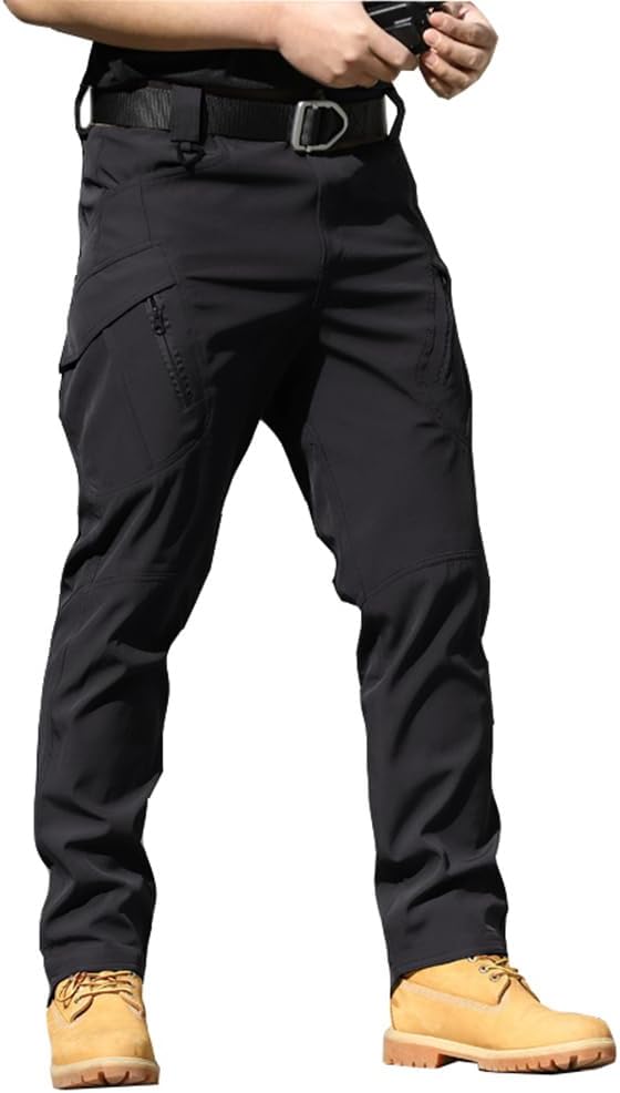 THWEI Mens Tactical Cargo Pants Water Resistant Hiking Outdoor Work Pants Multi Pockets with No Belt
