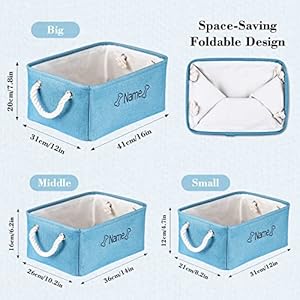 Dog Toy Storage Basket/Bin with Personalized Embroidered Pet Name – Collapsible Pet Storage Bins Rectangle Organizer Basket for Dog Toys, Clothing, Blankets, Food & Accessories (Small, Pink)