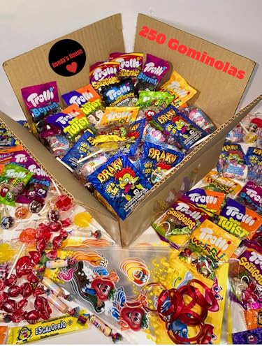 Donda's House® Pack MAXI 250 Ud. Chuches Navidad. Chuches Cumpleaños. Relleno Piñata. Todo envuelto individualmente. Incluye 25 bolsas cono cumpleaños y 25 cierres bolsas.