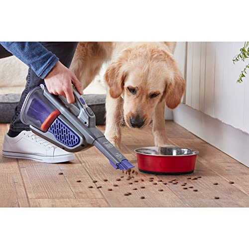 Black+Decker BHV530BFP Accu-handstofzuiger, 36 Wh, 18 V, met Cyclonic Action, geïntegreerde uittrekbare spleetmond, incl. dierenhaarborstel, laadstation met wandhouder. titanium/zilver/violet - Afbeelding 6
