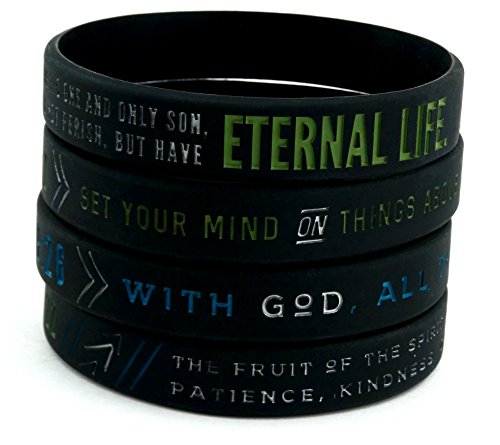 Inkstone Christian Silicone Wristbands w/Scriptures (Set of 4) - Unisex Bible Verse Jewelry for Men Women Rubber Bracelets Religious Gifts for Men3
