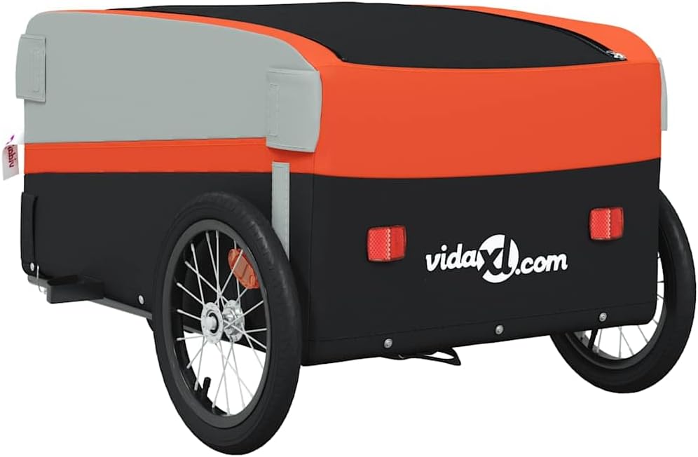 Bike Cargo Trailer, Bicycle Wagon Trailer, Black and Orange, Maximum Load Capacity: 99.2 lb,-391