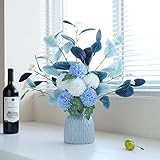 GDSSG Artificial Flowers with Vase,Silk Hydrangea Fake Flower Arrangements Table centerpieces Decor