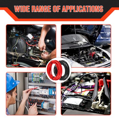 Image of 6 Gauge Wire 6 Awg Wires 20 FT Black + 20 FT Red, 6 Gauge Battery Cable 6awg Marine Wires, 6awg Copper Wire Welding Cable Standard with Cable Lugs Terminal Connectors and Heat Shrink Tube