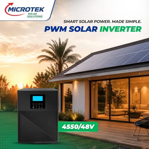 Image of Microtek Solar PCU 4550 48V | 3.5KVA Pure Sine Wave Solar Inverter with PWM Charge Controller | 55A Solar Charging | Supports Up to 4680W Solar Panels | LCD Display | Lithium Battery Compatible