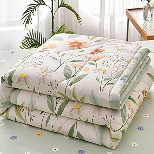 Chickwin Quilted Bedspread Single Double King Size, Simple Floral Printed Coverlets Lightweight Microfiber Comforter Easy Care Sofa Blanket Throw for All Season (200x230cm,Strawberry Spring)
