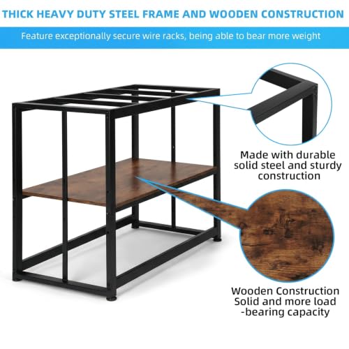 Image of VOWNER 55-75 Gallon Fish Tank Stand - Metal Aquarium Stand, 48.4 inch x 14.9 inch x 29.5 inch Heavy Duty Reptile Tank Stand, Adjustable 2-Tier Fish Tank Rack Shelf for Home Office, Tank not Included, Brown