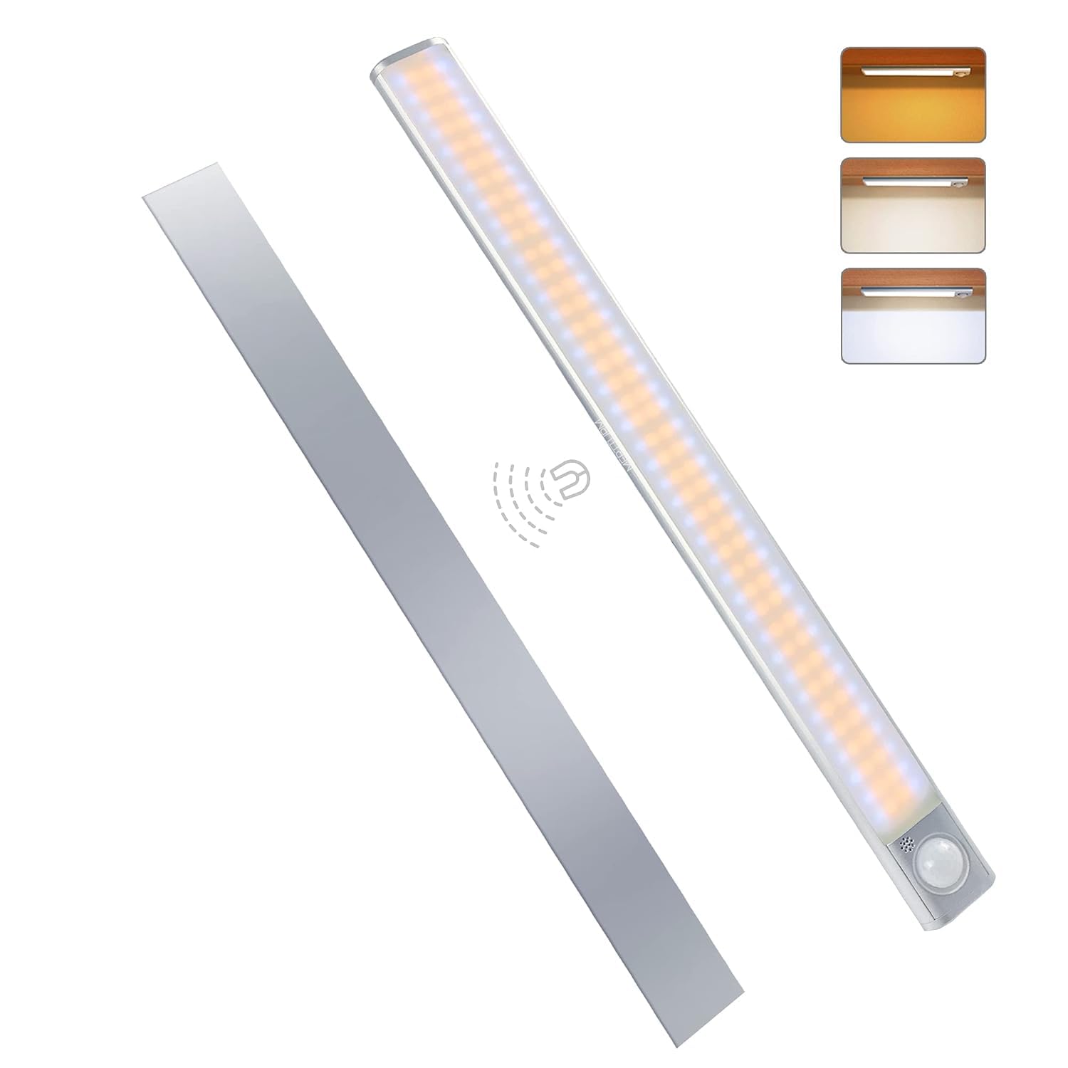 Quick Sense 160 LED Closet Light | Motion Sensor Under Cabinet Lighting | 3600mAh Rechargeable Battery Powered Light Bar | Dimmable | Stick On Magnetic | Kitchen, Wardrobe, Stairs (1 Pack)-image-41