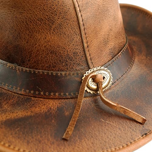 Image of HADZAM Leather Cowboy hat Shapeable into Outback hat, Australian Hats for Men & Women