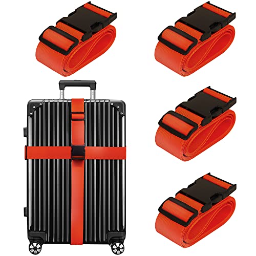 Image of Luggage Straps for Suitcases TSA Approved Travel Belt 4 Pack by Chelmon(Red)