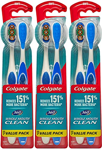 Colgate 360° Toothbrush with Tongue and Cheek Cleaner, Soft - 6 Count