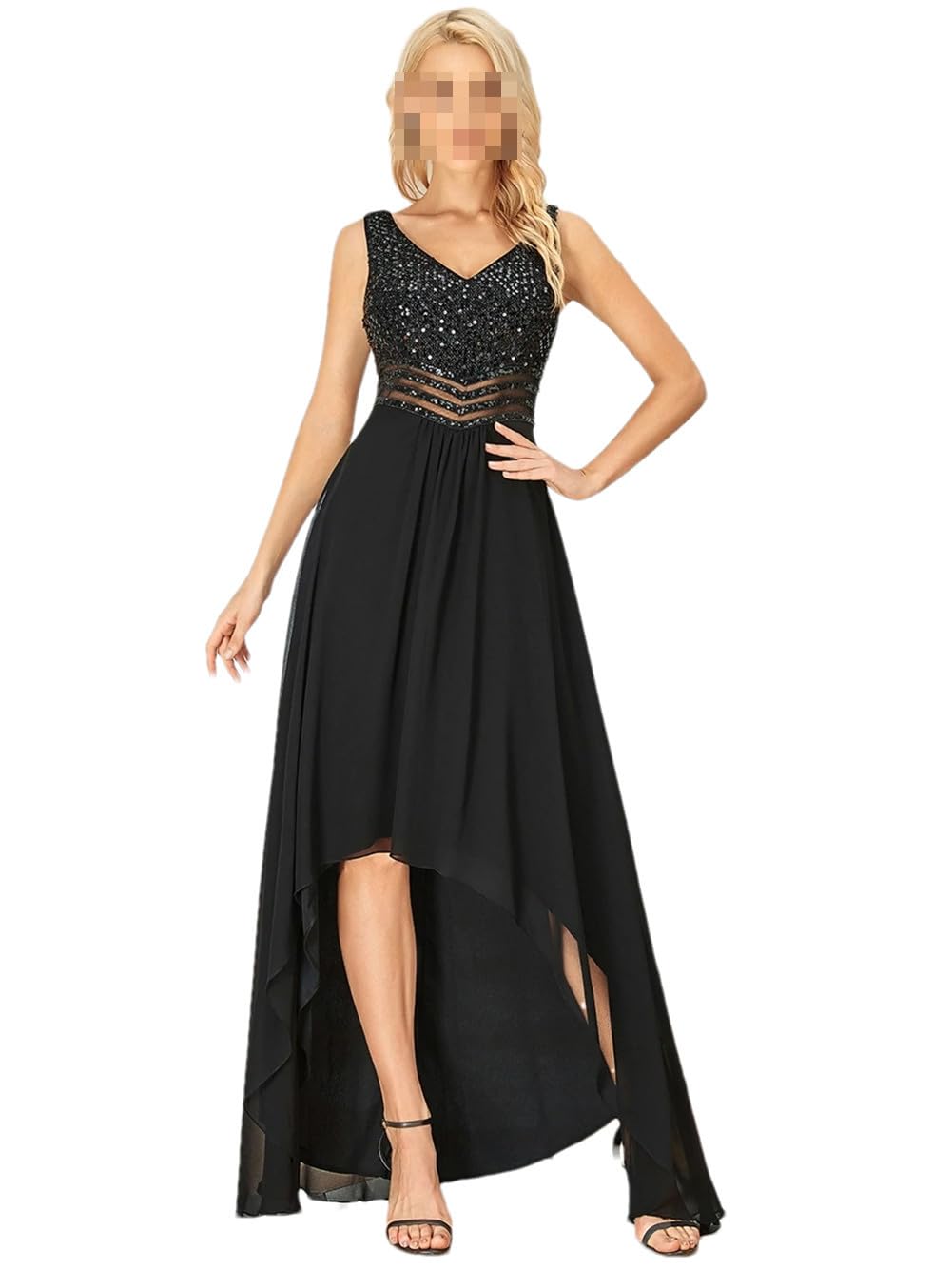Long Sleevesless Evening Dresses V Neck Backless Chiffon A Line Dress Bridesmaid Dress for Women