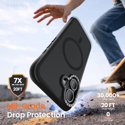 ORNARTO Magnetic for iPhone 16 Case 6.1", 20FT Military-Grade Drop Protection, Compatible with MagSafe, Slim Shockproof Translucent Matte Phone Case for iPhone 16, Black by ORNARTO - Used condition - Image 4
