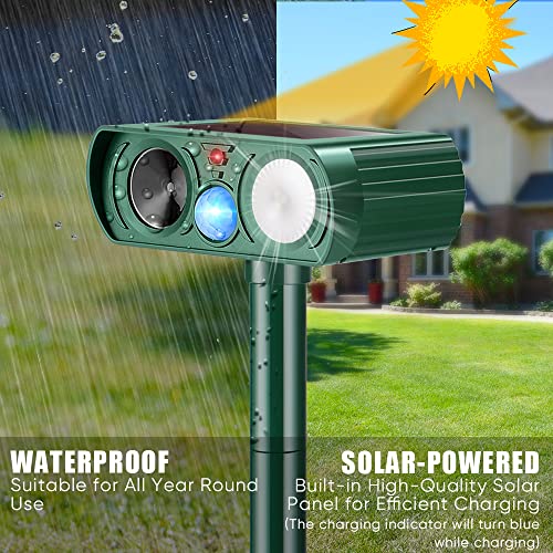Solar Ultrasonic Pest Repeller For Repels Squirrel Raccoon Cat Deer Rabbit Bird Dog Fox Skunk Chipmunk, Cat Repellent Outdoor For Lawn Garden Yarn, Solar Ultrasonic Animal Repeller With Motion Sensor #TOP1