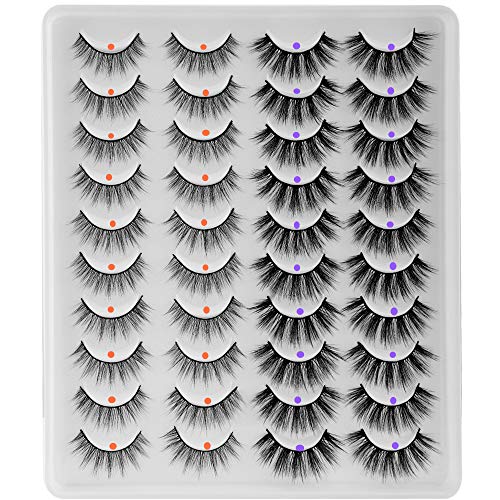 Ruairie False Eyelashes Natural False Lashes Wispies Fluffy Volume Fake Eyelashes Pack 2 Styles 20 Pairs