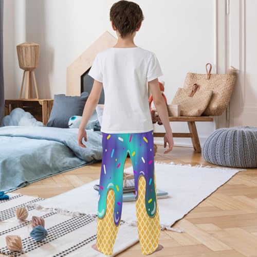 Boy's Pants Mint Blue Ice Cream Jogger Pants Elastic Waist Long Bottoms Trousers with Pockets 6-14 Years3