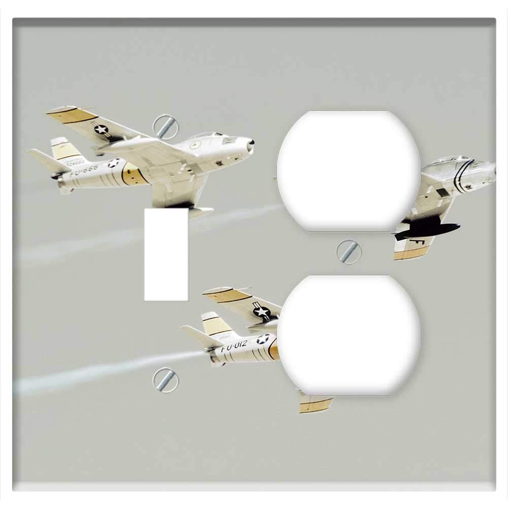 2-Gang, Toggle Outlet Combination Wall Plate Cover - United States Air Force Jets Aircraft Fighter Sky