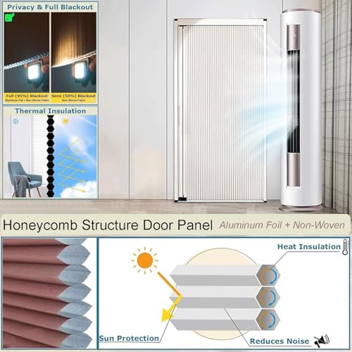 Porte accordéon coulissante personnalisable – Porte intérieure pliante rétractable avec rideaux 100 % occultants, kit d'installation facile pour chambre à coucher, placard, séparateur de pièce (188 x