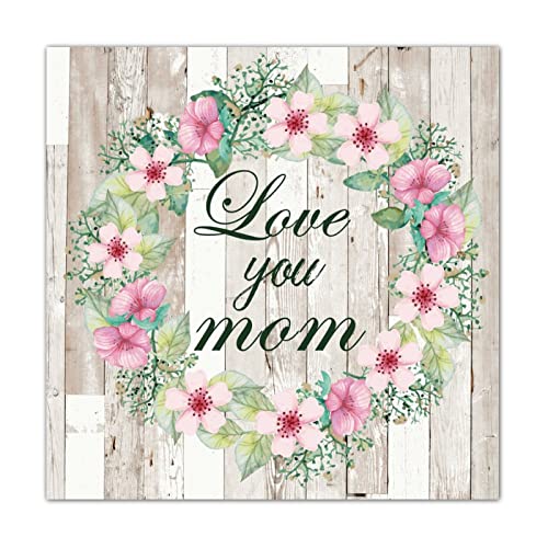 Plaque murale en bois déco fleur colorée buanderie porche 40cm
