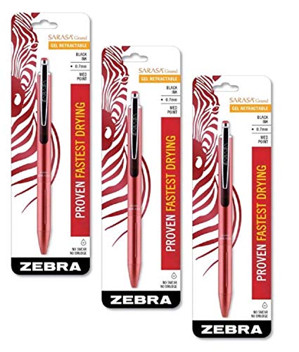 Stylo encre gel Zebra Sarasa Grand rétractable noir 0.7mm lot de 6 pièces