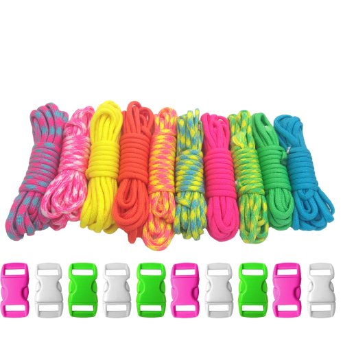 Paracord Planet 550lb Type III Paracord Combo Crafting Kits with Buckles 100 ft