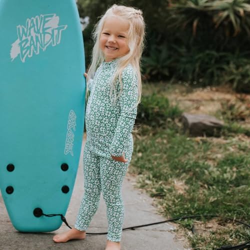 Sunguard Swim - Logan - Swim Leggings Kids, Toddlers, Baby Girl - Built in SPF UPF50+ Girls Swim Pants - Full Protection Swimming Pants for Girl Kids - Green Hibiscus, M (8/9)3