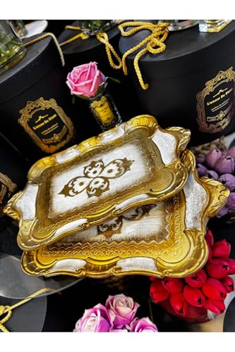 Serving Tray Set 2 Piece Italian Rosewood Two Person 11.4x7.8