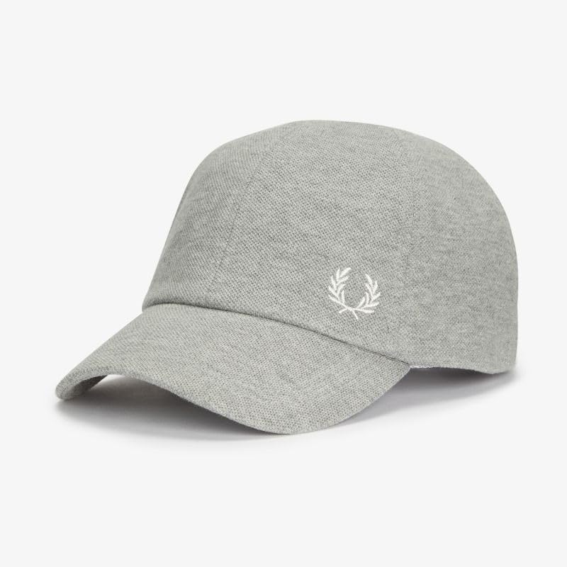 Fred PerryMens Womens Unisex Classic Piqué Baseball Cap Hat - Steel Marl Grey HW1650 - One Size Adjustable