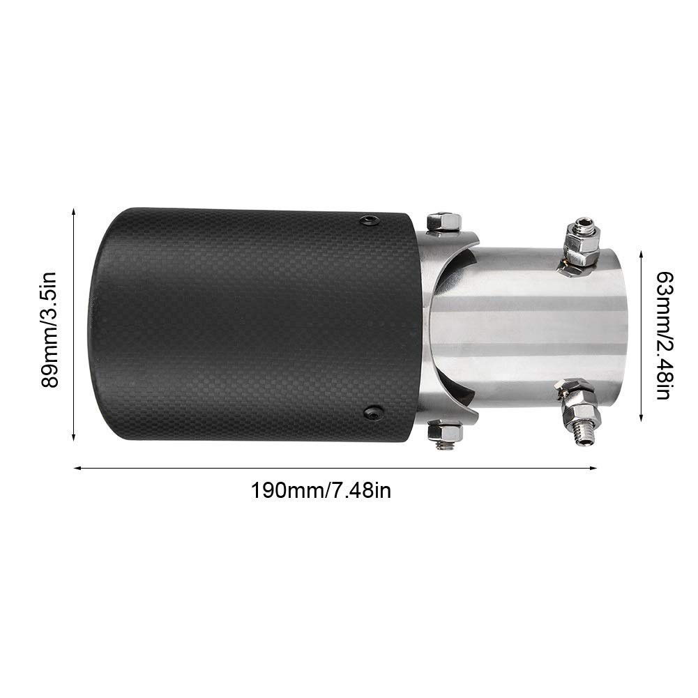 Terminali di scarico Per Auto, Terminali Di Scarico Silenziatore, 63-89mm in fibra di carbonio stile auto regolabile singola uscita tubo di scarico marmitta punta coda gola per tubo di scarico 40-54mm