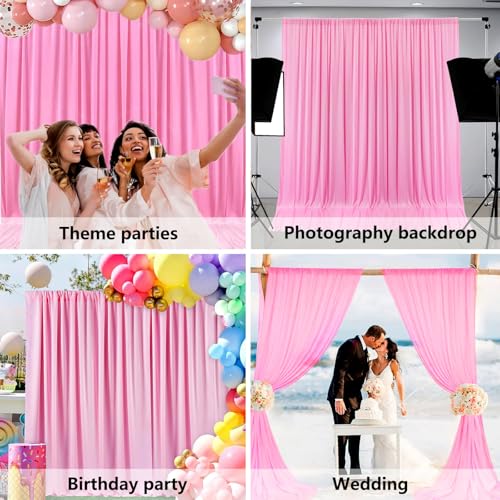 Image of 10 x 7 Feet Pink Backdrop Curtain for Partie, Background Curtains for Photoshoot, Birthday, Wedding, Halloween, Thanksgiving, Christmas, New Year Party Decorations 5Ft x 7Ft, 2 Panels