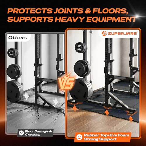 Image of SUPERJARE 0.56'' Thick 96 Sq Ft Rubber Top Gym Flooring for Home Gym