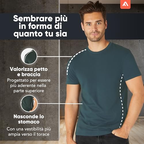 FM London Camiseta (Paquete de 3/5) para Hombre, Piedra, Pizarra, Malva, Azul, Verde (Pack de 5), L 3