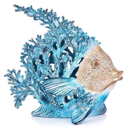Figura Decorativa Pez Ángel Costero 7.3 in Turquesa miniatura 1