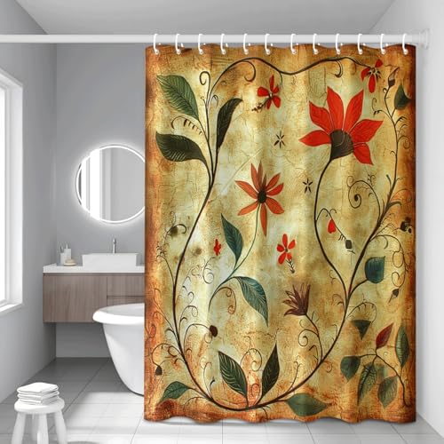 Rideau de douche polyester imperméable lavable avec 12 crochets