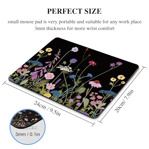 Black Floral Mouse Pad Flower Mousepad Purple Colorful Aesthetic Cute Desk Rectangular Laptop Women Girl Computer Office Small Non-Slip Wireless Mat Washable Decor Accessories Travel Gaming Supplies by oyanx1 - Used condition - Image 4