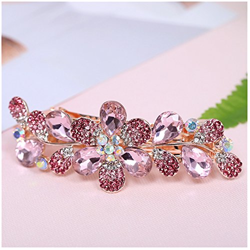 Pinza para cabello con diseño de flor y cristales miniatura 6